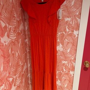J. Crew Vibrant Orange Ruffle Dress